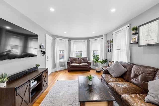 39-41 Ryan St, New Bedford, MA 02740 - living room featuring recessed lighting and light wood-type flooring