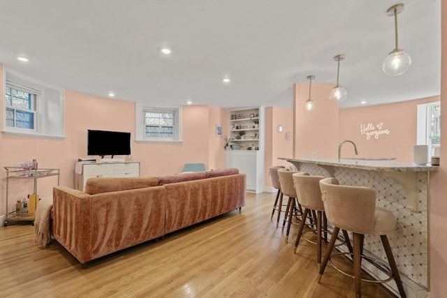 17 Gloucester St Unit A, Boston, MA 02115 - living room with light wood-style floors and recessed lighting