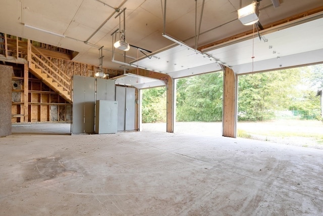 garage with a garage door opener