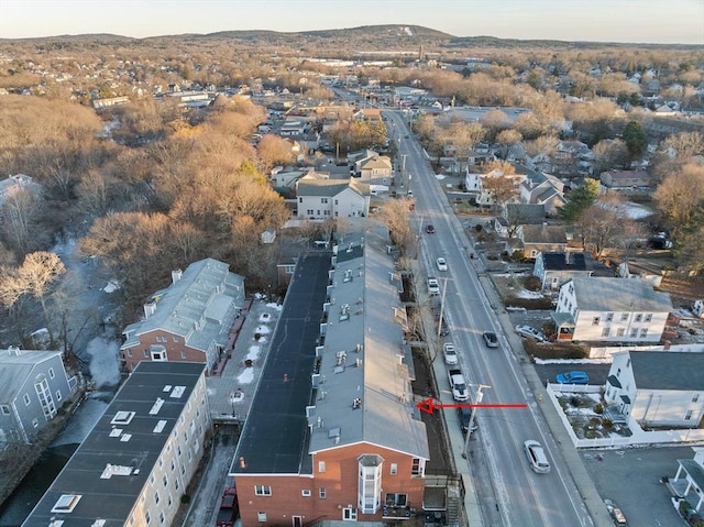 bird's eye view with a mountain view