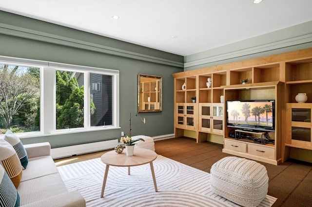 living area with recessed lighting