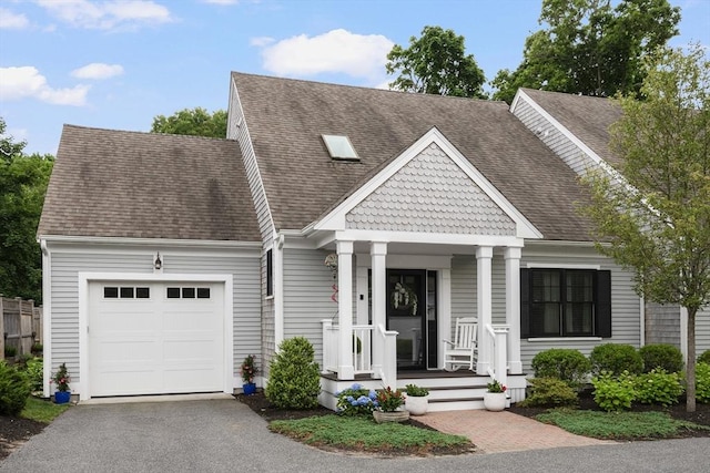675 Main St Unit C1, Barnstable, MA 02635 - view of front of home with an attached garage, covered porch, asphalt driveway, and roof with shingles