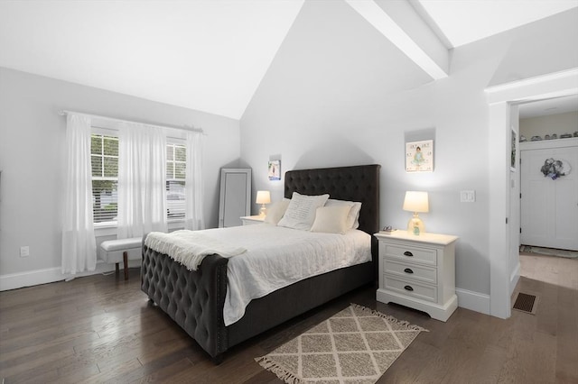 675 Main St Unit C1, Barnstable, MA 02635 - bedroom with dark wood-type flooring and high vaulted ceiling