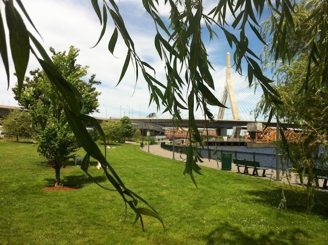 view of property's community featuring a lawn