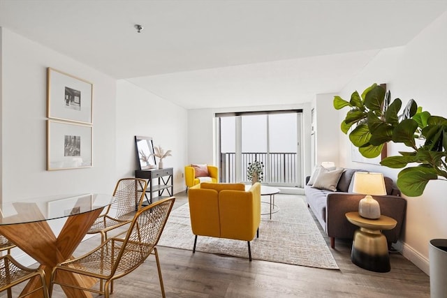 living area featuring wood finished floors