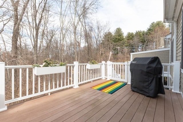 deck featuring grilling area