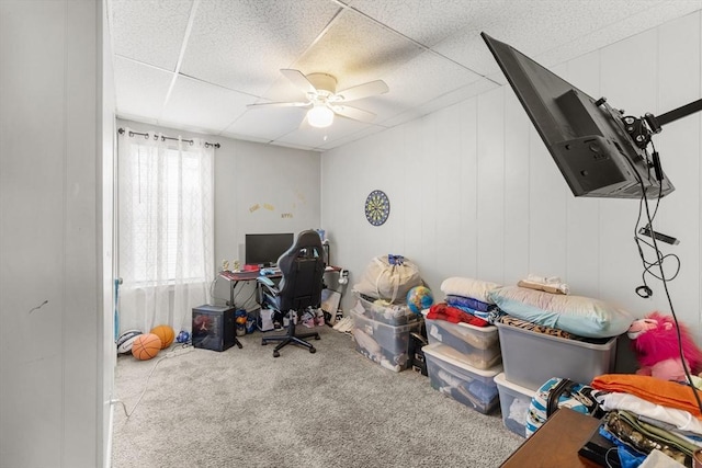 843 Stafford Rd, Fall River, MA 02721 - home office with carpet flooring and ceiling fan