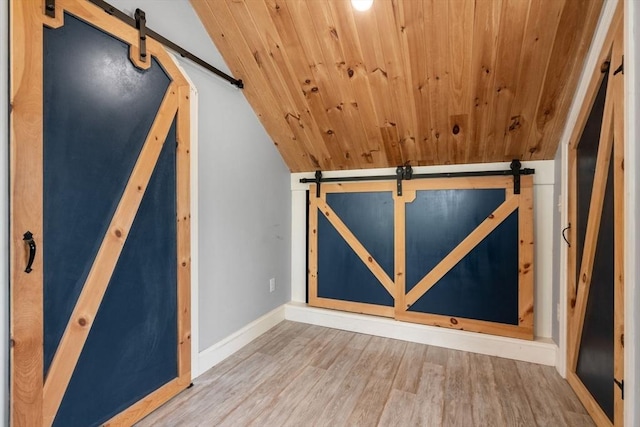 5 Ethel St, Blackstone, MA 01504 - bonus room featuring a barn door, wood ceiling, baseboards, wood finished floors, and lofted ceiling