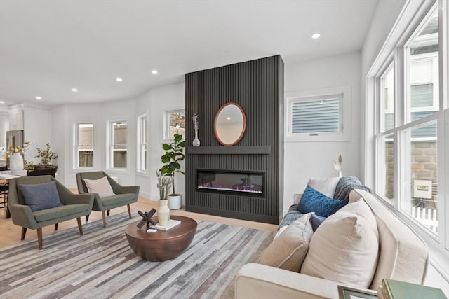 living room with light wood-type flooring