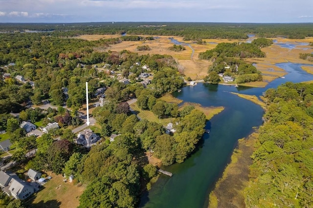 21 N Rd, Harwich, MA 02671 - drone / aerial view featuring a wooded view and a water view