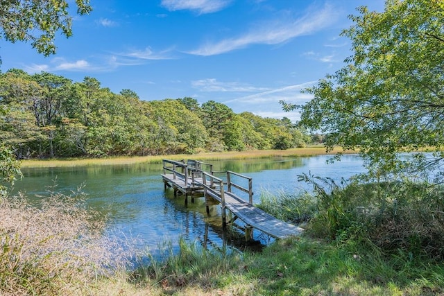 21 N Rd, Harwich, MA 02671 - view of dock featuring a view of trees and a water view