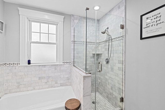 26 N Munroe Ter Unit 1, Boston, MA 02122 - full bathroom with a garden tub and a stall shower