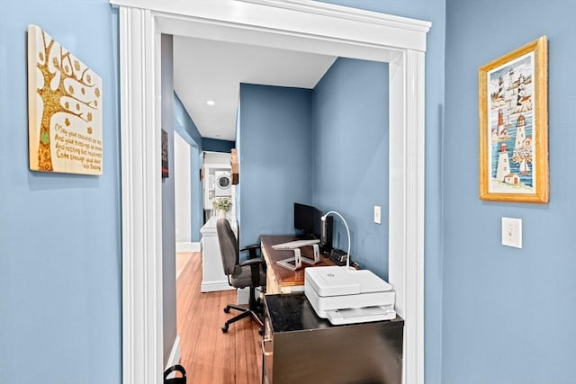 26 N Munroe Ter Unit 1, Boston, MA 02122 - office area featuring light wood-type flooring, baseboards, and recessed lighting