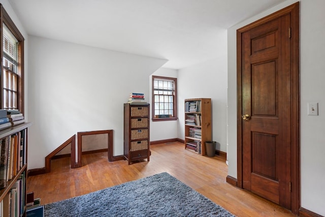 interior space with light hardwood / wood-style floors