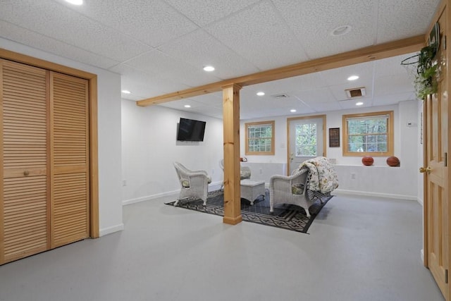 62 Teakettle Ln, Duxbury, MA 02332 - living area featuring recessed lighting and concrete floors