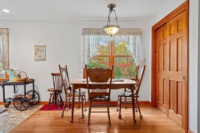 dining area featuring wood-type flooring