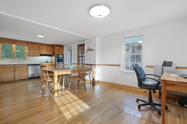 62 Teakettle Ln, Duxbury, MA 02332 - dining space featuring light wood-style floors, plenty of natural light, and a desk