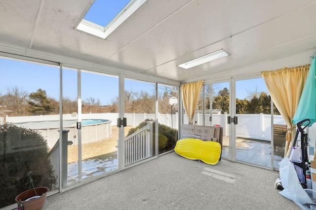 sunroom with a skylight