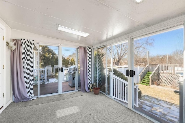 view of unfurnished sunroom