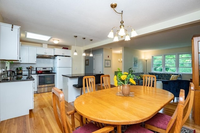 46 Plum St, Hamilton, MA 01982 - dining room with light wood-style floors and a chandelier