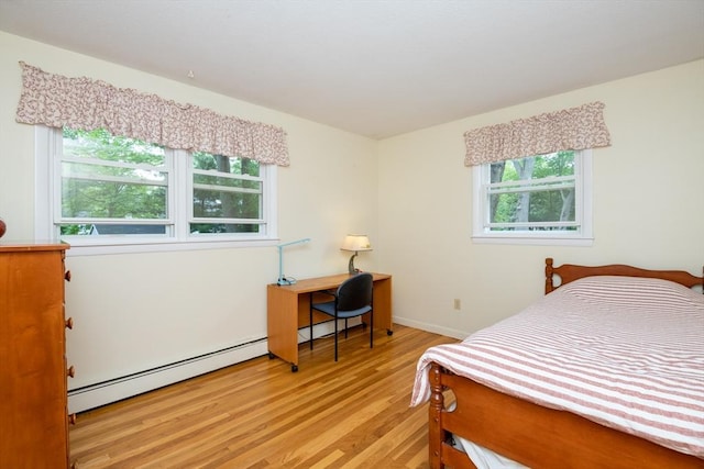 46 Plum St, Hamilton, MA 01982 - bedroom with a baseboard radiator, light wood finished floors, and an office area
