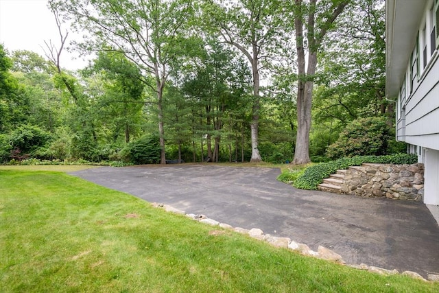 46 Plum St, Hamilton, MA 01982 - view of green lawn featuring asphalt driveway