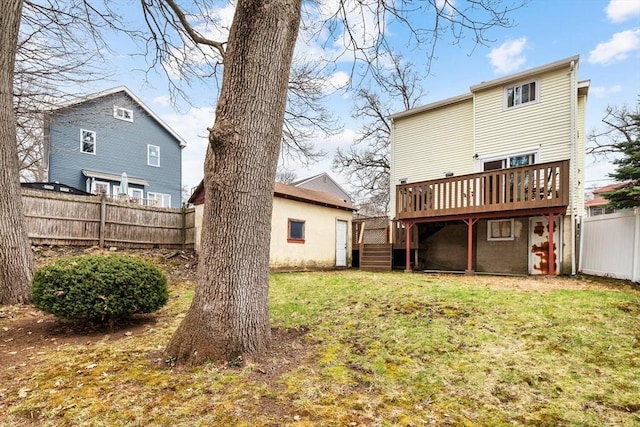57 Taft St, Medford, MA 02155 - back of property with a deck and stairway