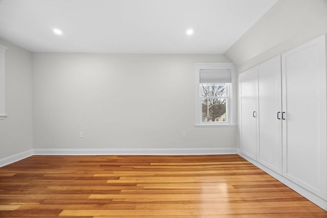 unfurnished bedroom with light hardwood / wood-style flooring