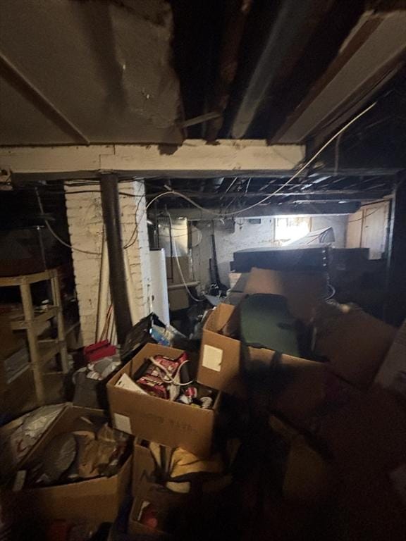 view of unfinished basement