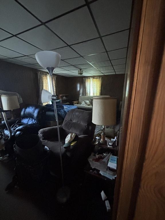 bedroom with a drop ceiling