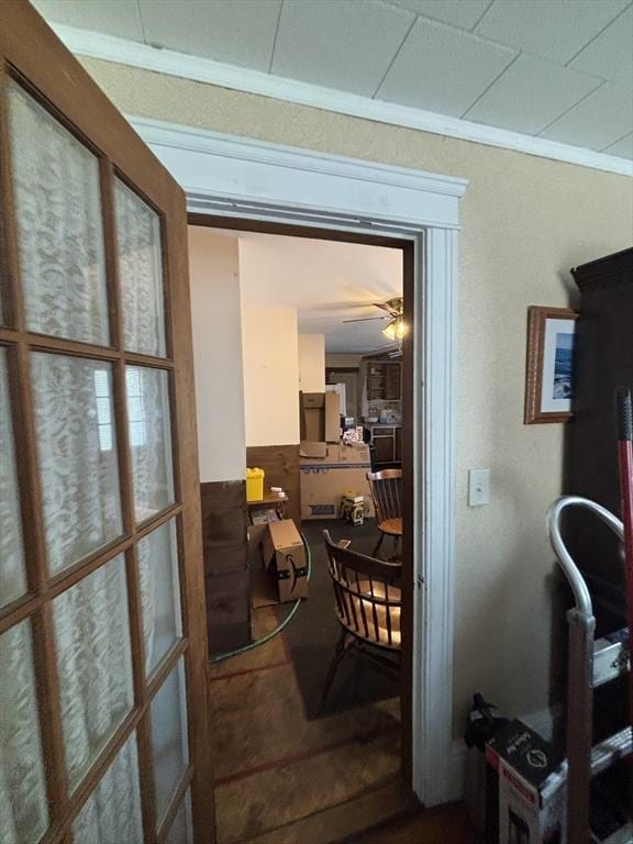 interior space with ornamental molding
