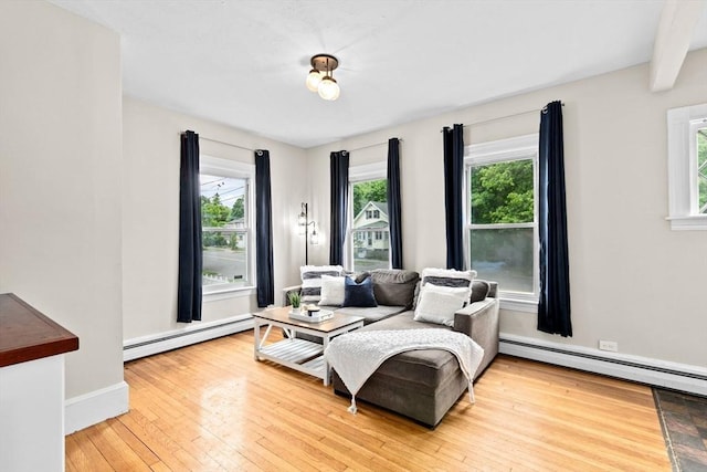 109 Bouve Ave, Brockton, MA 02301 - sitting room featuring a baseboard heating unit, wood-type flooring, and baseboards