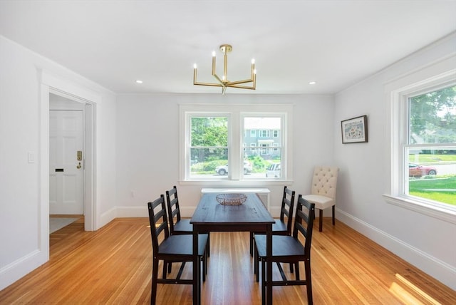 8 Carisbrooke St, Andover, MA 01810 - dining area with a chandelier, light wood-style flooring, and recessed lighting