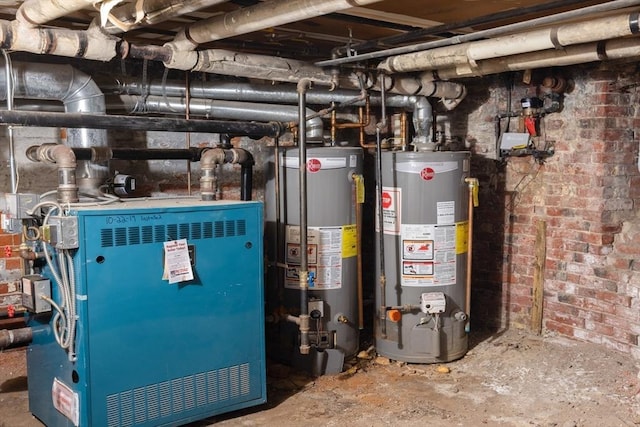 utility room featuring water heater