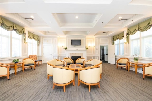 501 Commerce Dr Unit 1304, Braintree, MA 02184 - common area with a decorative wall, crown molding, beamed ceiling, and coffered ceiling