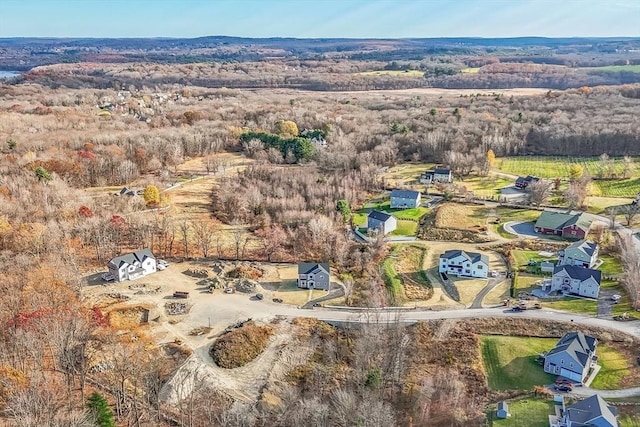 aerial view with a wooded view