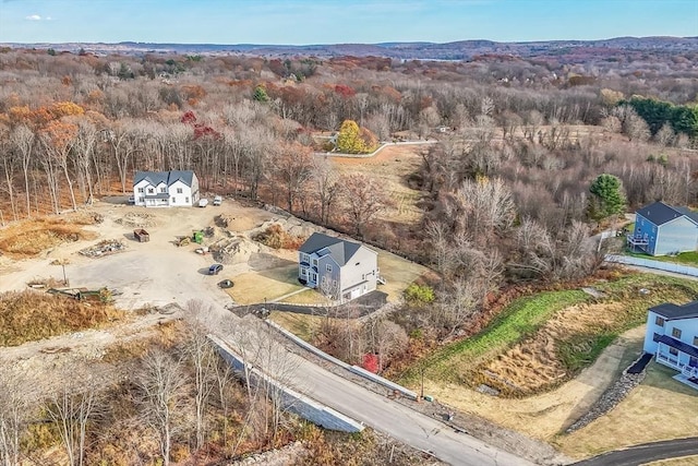 drone / aerial view with a forest view