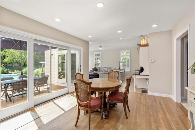 63 High St, Shrewsbury, MA 01545 - dining area with baseboards, recessed lighting, and light wood-style flooring