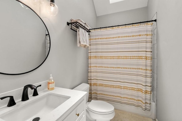 63 High St, Shrewsbury, MA 01545 - bathroom featuring shower / tub combo with curtain, toilet, and vanity