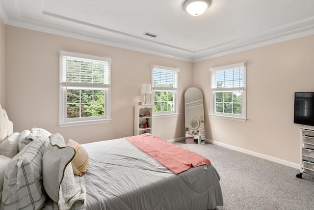63 High St, Shrewsbury, MA 01545 - carpeted bedroom featuring visible vents, baseboards, and ornamental molding
