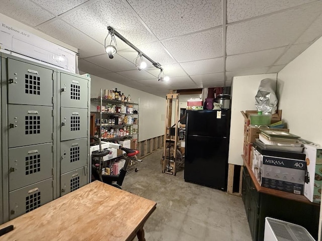 26 Horseshoe Cir, Ware, MA 01082 - finished basement featuring freestanding refrigerator and a drop ceiling