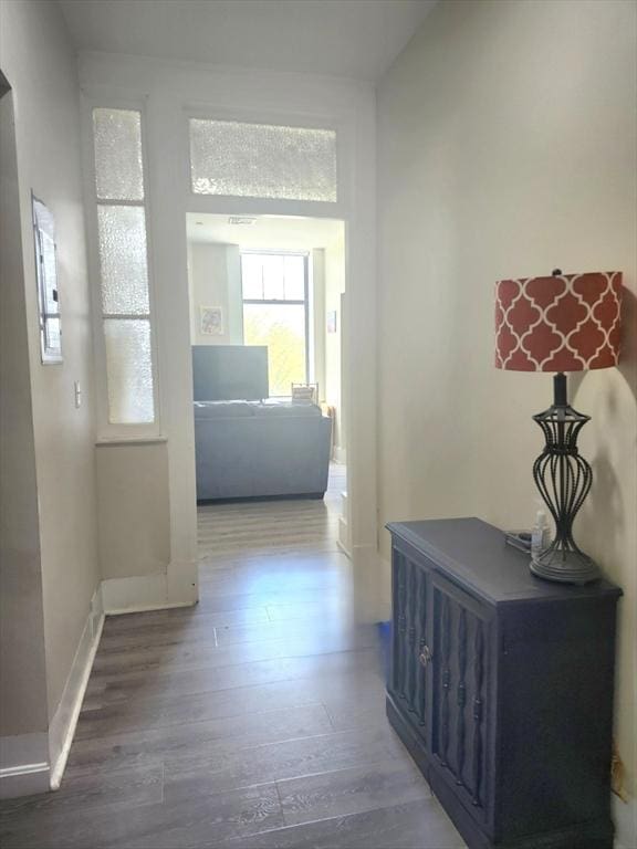 202 Broadway Unit 2-1, Lawrence, MA 01840 - hall with wood finished floors and baseboards