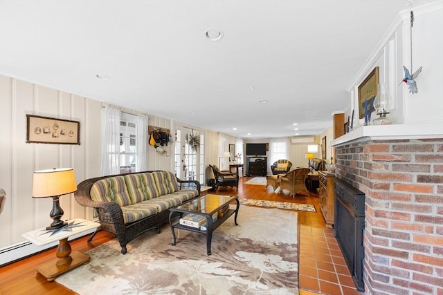 34 Kenwood Rd, Bourne, MA 02559 - living room featuring a fireplace and tile patterned floors