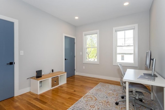 61 Paul Revere Rd Unit 2, Arlington, MA 02476 - home office featuring light wood-style flooring, baseboards, and recessed lighting