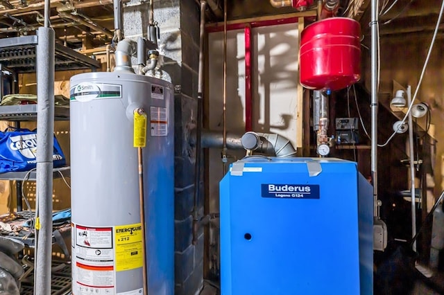 utility room with gas water heater