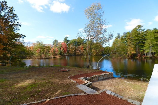 exterior space featuring a water view