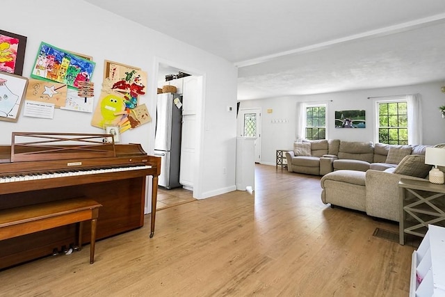 living area with light wood-type flooring
