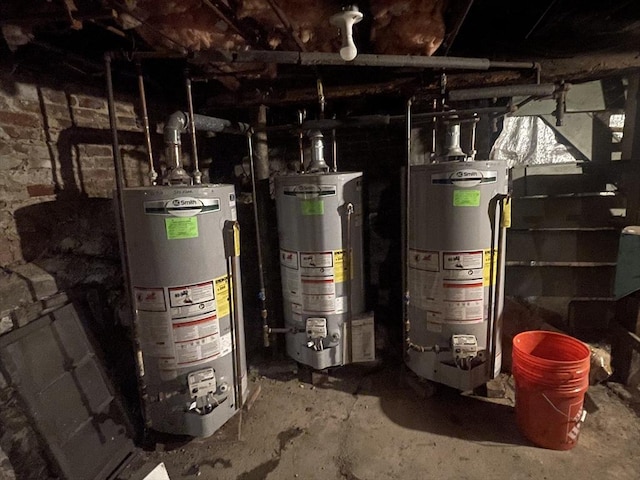 utility room featuring gas water heater