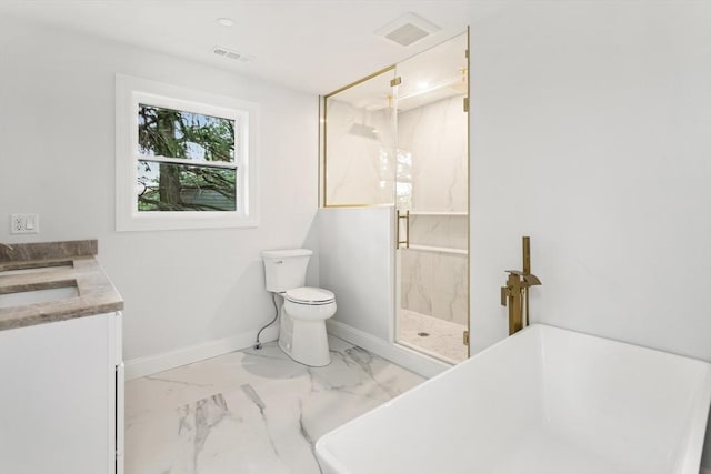 96 Dutton St, Malden, MA 02148 - full bath with a marble finish shower, a freestanding tub, marble look tile flooring, and double vanity