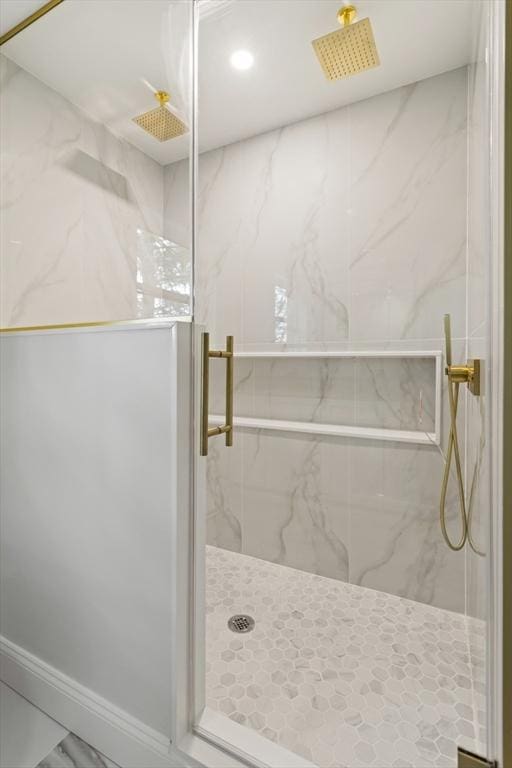 96 Dutton St, Malden, MA 02148 - bathroom with a marble finish shower